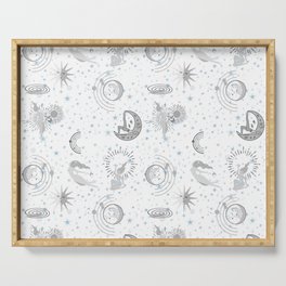 Cosmic white goddess Serving Tray