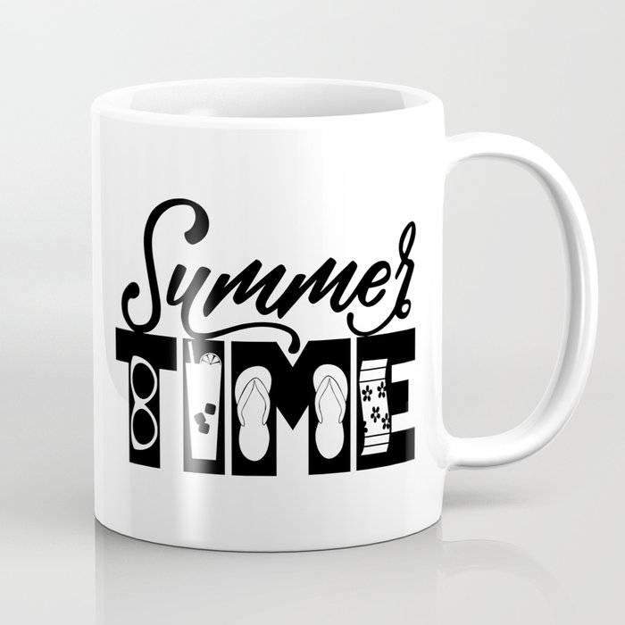 Summer TIME at the Pool Black Coffee Mug