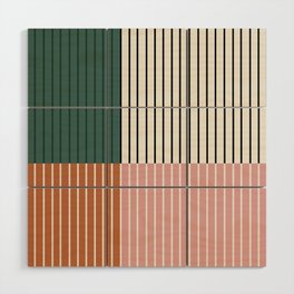 Color Block Line Abstract V Wood Wall Art