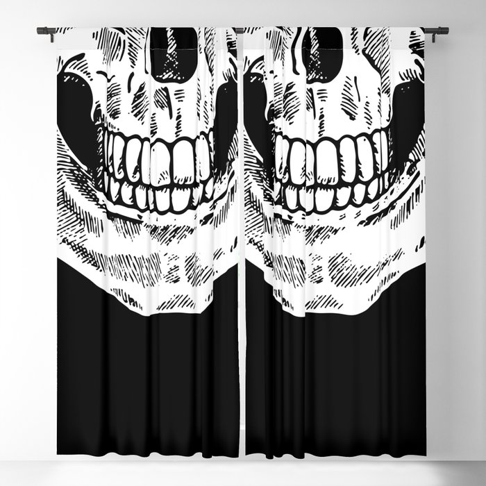 Skull Jaw Half Face White Blackout Curtain
