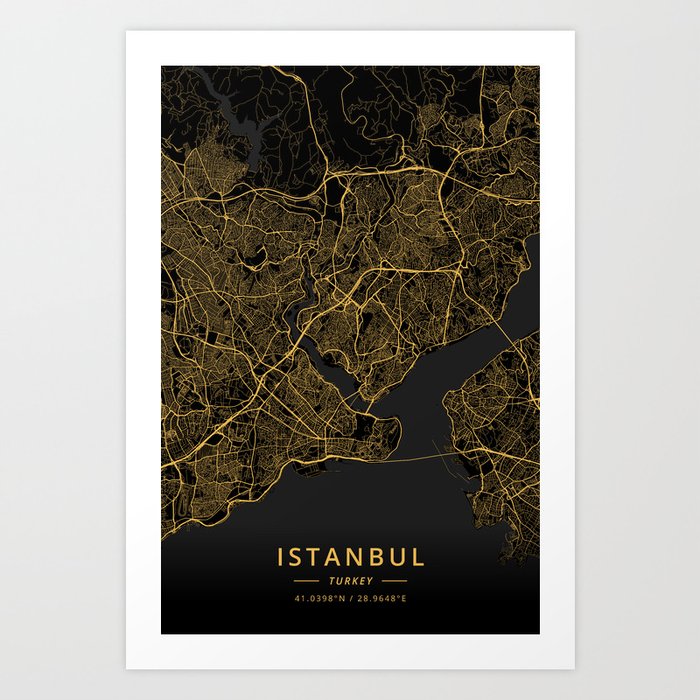 Istanbul, Turkey - Gold Art Print