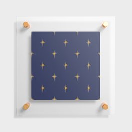 Christmas Faux Gold Foil Star in Midnight Blue Floating Acrylic Print