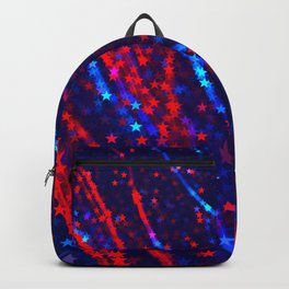 Red Blue Purple Stars Neon Glitter Confetti Colorful Pattern Fourth of July Presidents Day Fractal Backpack