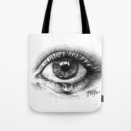 black & white eye close-up Tote Bag