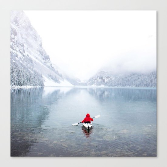 Kayaking Across A Canadian Lake Canvas Print
