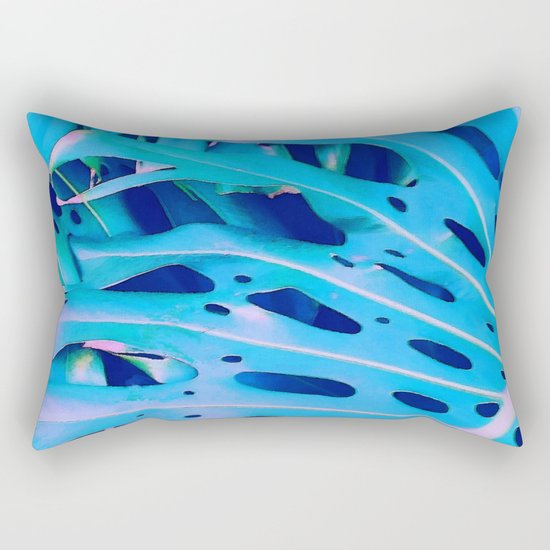 Monstera Blue Rectangular Pillow