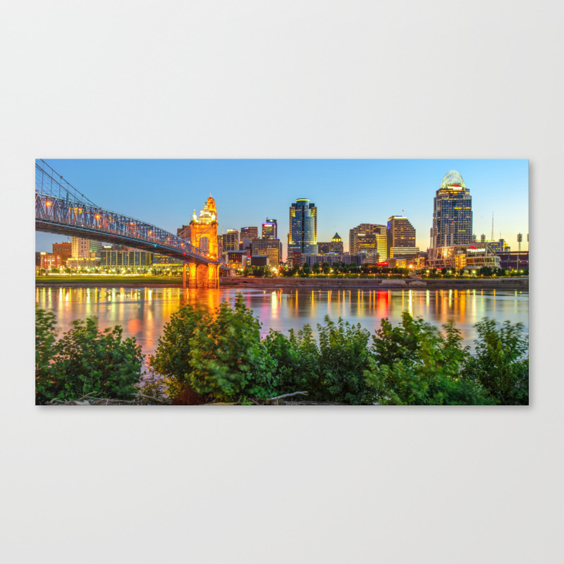 Cincinnati Ohio Downtown Skyline Panoramic Print Color Canvas Print By Gregoryballosfineart Society6