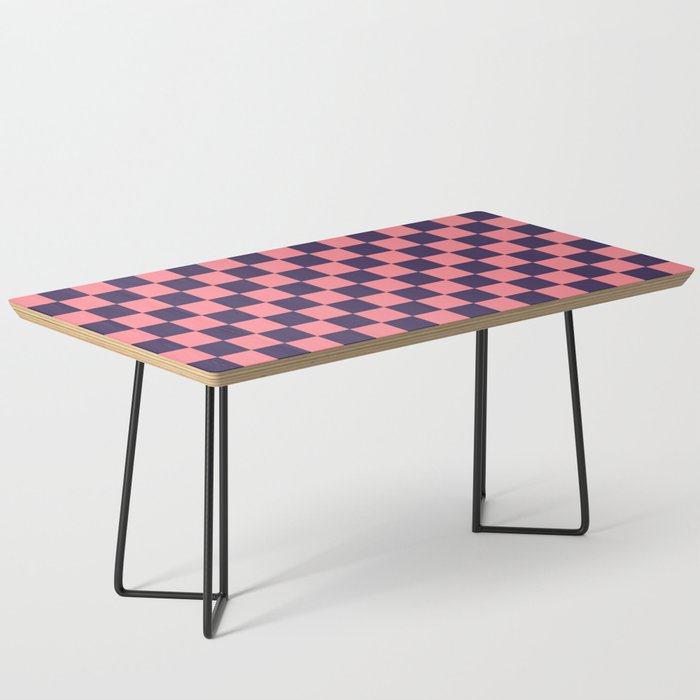 Checkerboard Check Checkered Pattern in Retro Pink and Blue Coffee Table