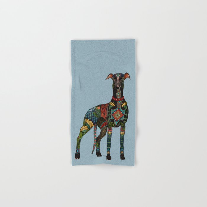 greyhound azure blue Hand & Bath Towel