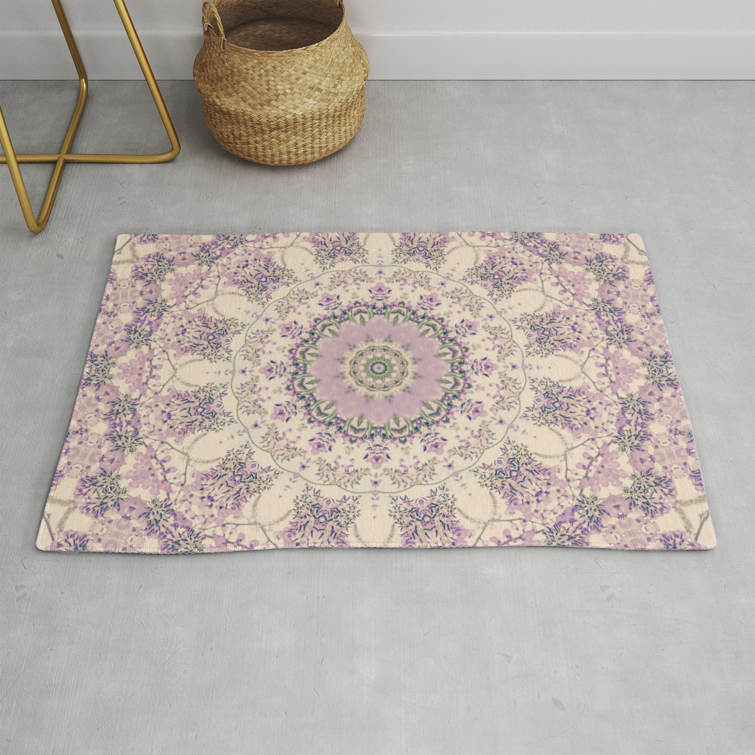 47 Wisteria Circle Vintage Cream And Lavender Purple Mandala Rug By Chickensinthetrees Society6