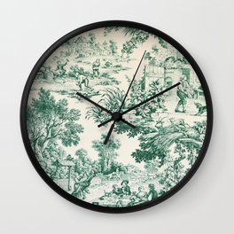 Green Toile de Jouy Wall Clock | Vintage, French, Old, Chic, Interior, Home, Decor, Versailles, Retro, Toile 
