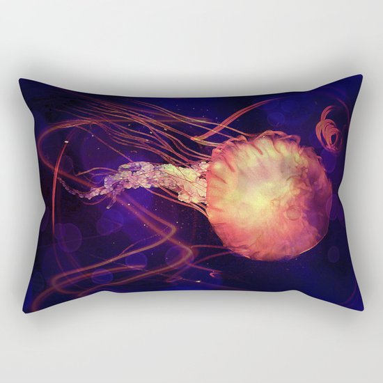 Jellyfish of the Blacklight Electro Rave Rectangular Pillow