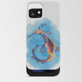 Weedy seadragon against blue background - watercolour iPhone Card Case