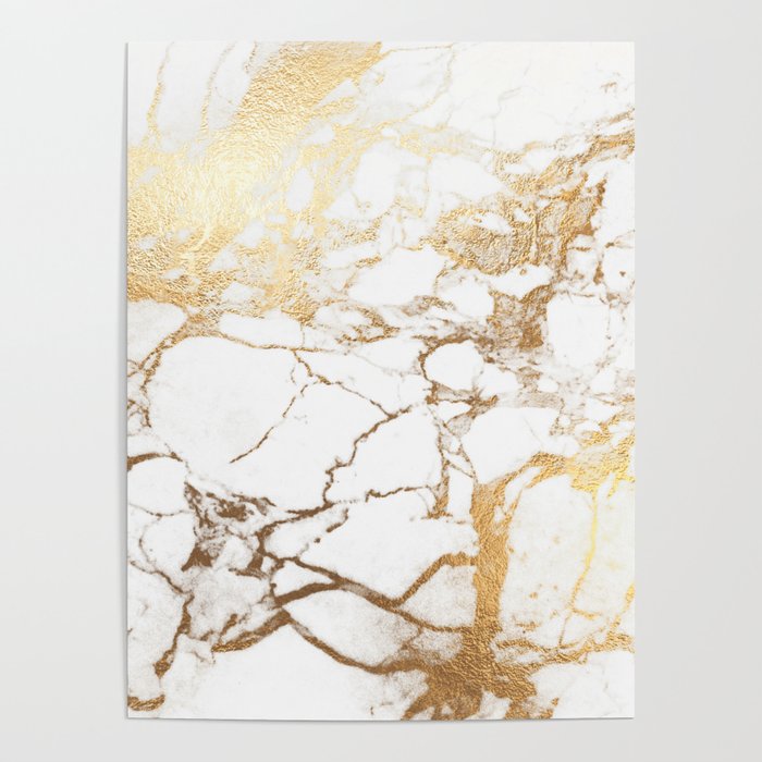 Marble White Gold Veins Poster By Pixdezines Society6