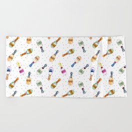 Champagne party - watercolor bottles Beach Towel