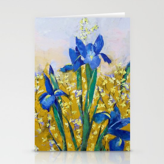 Iris and Forsythia Stationery Cards