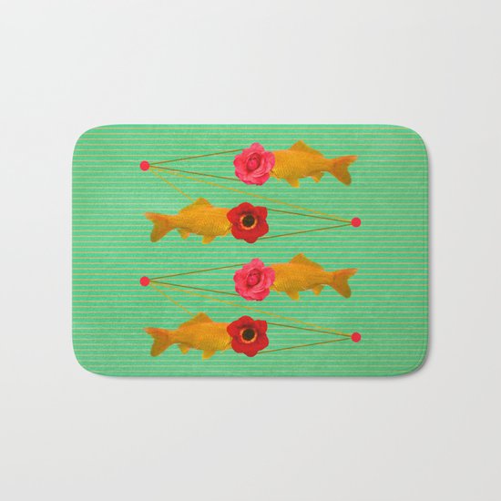 fishes and flowers Bath Mat