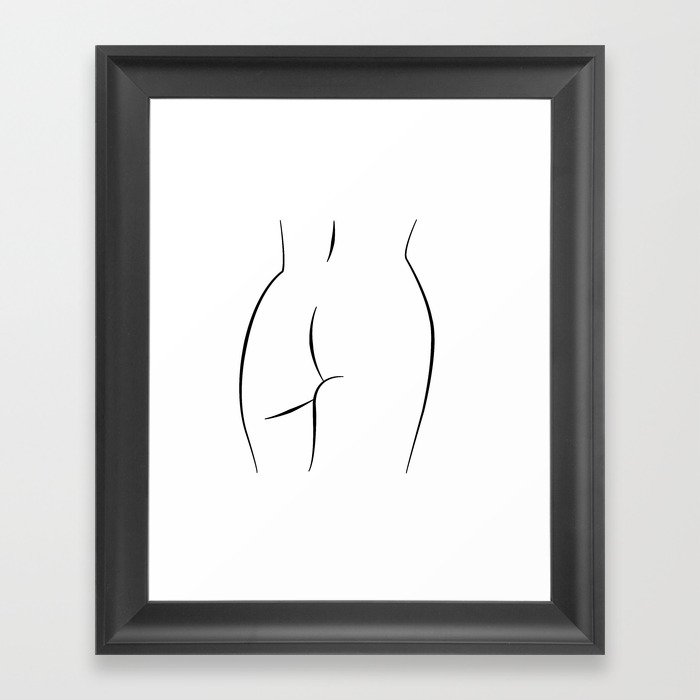 Minimalist Line art abstract nude woman ass Framed Art Print
