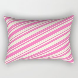 [ Thumbnail: Hot Pink & Beige Colored Lines Pattern Rectangular Pillow ]