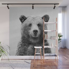 Grizzly Bear - Black & White Wall Mural