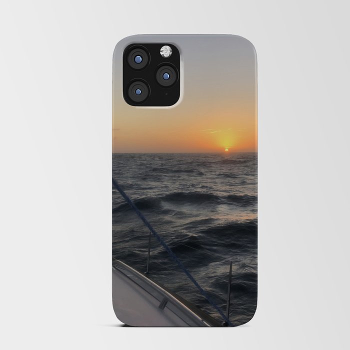 Sunset at sea aboard L'Aventure iPhone Card Case