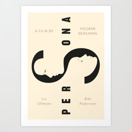 Persona Art Print | Letter, Bergman, Illustration, Cinema, Blackandwhite, Logotype, Swedish, Sweden, Typography, Symbol 