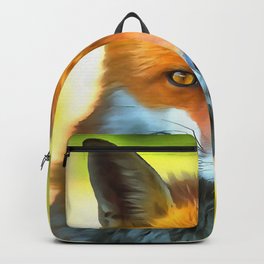 Foxy by Nature Backpack | Artistic, Wildlifeportrait, Redfox, Animal, Acrylic, Carnivore, Wildanimal, Vulpesnature, Digital, Undomesticated 