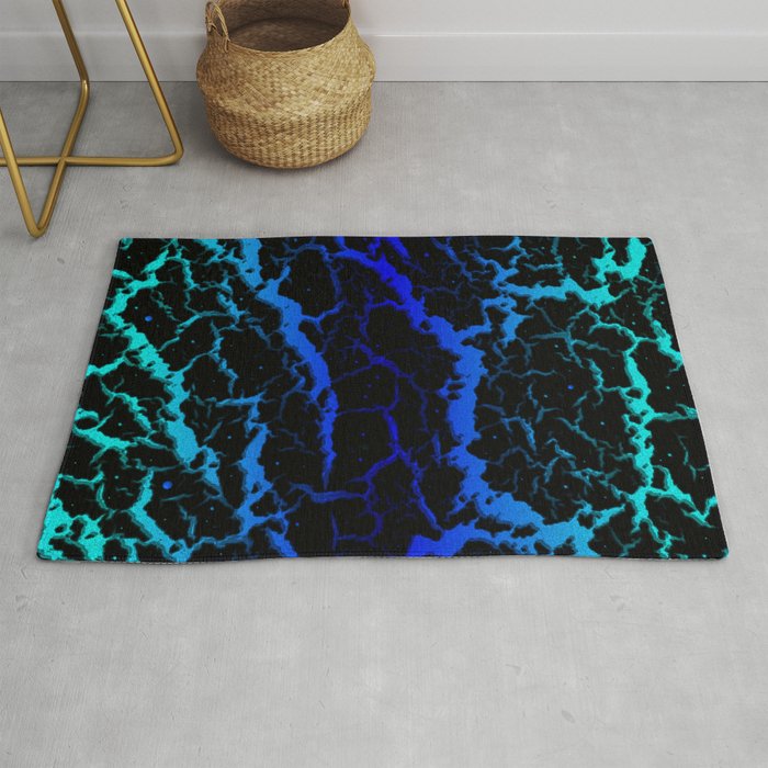 Cracked Space Lava - Cyan/Blue Rug