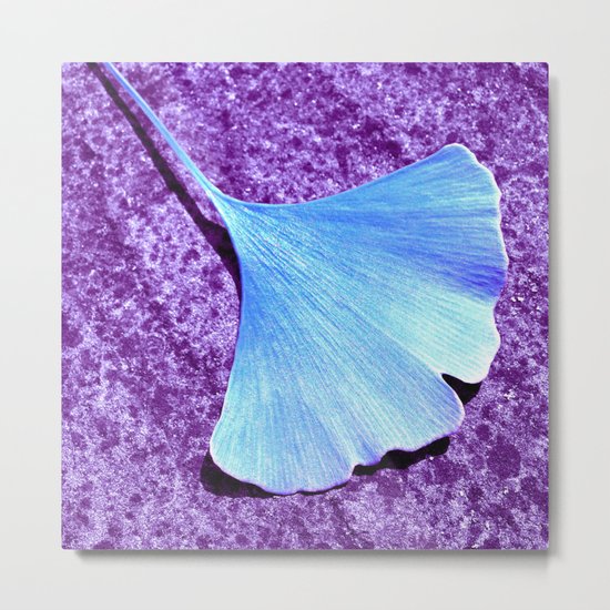 blue ginkgo leaf IX Metal Print