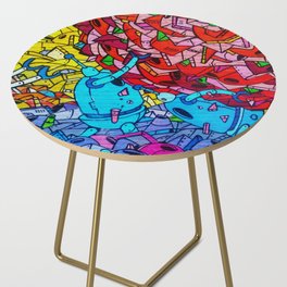 New York Street modified mural art Graffiti Photograph for home decoration. Side Table
