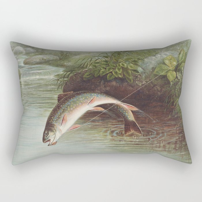 Leaping Brook Trout Rectangular Pillow
