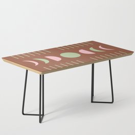 Geometric Lines and Shapes 4 in Terracotta Sage Pink (Rainbow and Moon Phases Abstract) Coffee Table