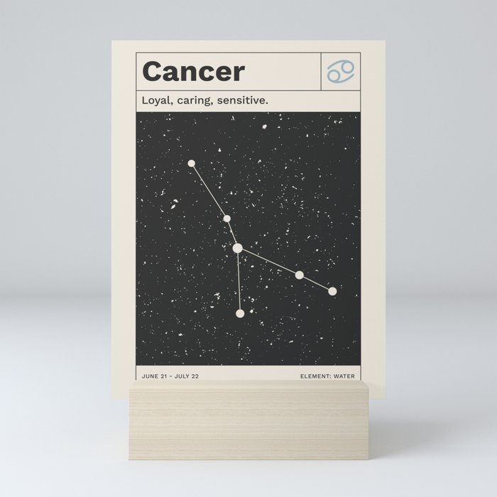 Cancer Constellation Retro Minimalist Zodiac Print Mini Art Print