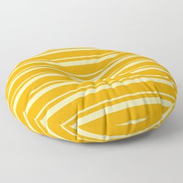 [ Thumbnail: Pale Goldenrod and Orange Colored Lines/Stripes Pattern Floor Pillow ]