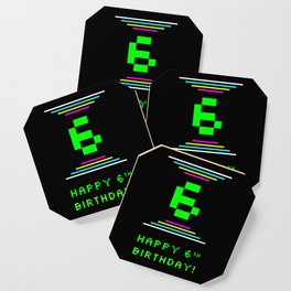 [ Thumbnail: 6th Birthday - Nerdy Geeky Pixelated 8-Bit Computing Graphics Inspired Look Coaster ]
