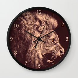 lion pencil art lion roar black and white Wall Clock