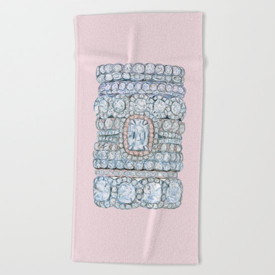 Diemond Rings on Light Pink Beach Towel