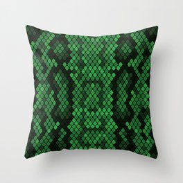 Emerald Snake Skin Throw Pillow