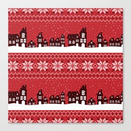 Seamless Knitted Christmas Pattern 18 Canvas Print