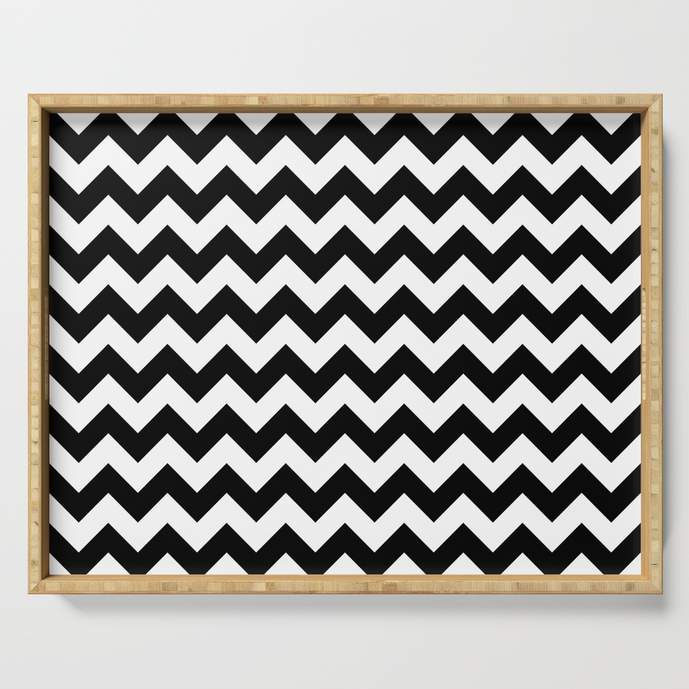Black Chevron Serving Tray by coolfunawesometime
