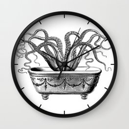 Tentacles in the Tub | Octopus in Bath | Vintage Octopus | Black and White | Wall Clock