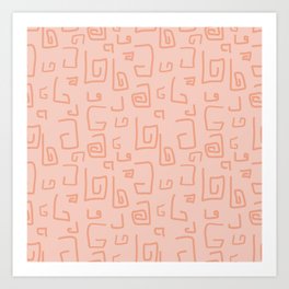 Random Doodles | Coral Peach | Pattern Art Print