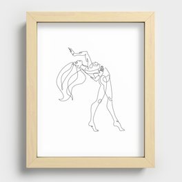 Minimal one line art poster of dancer Recessed Framed Print