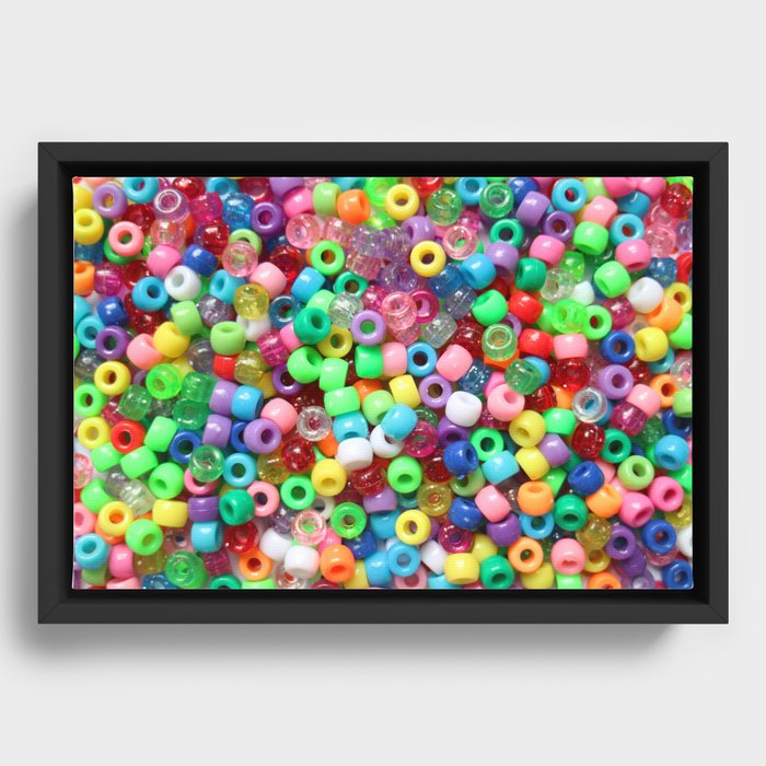 Rainbow beads! Decora fun! Framed Canvas