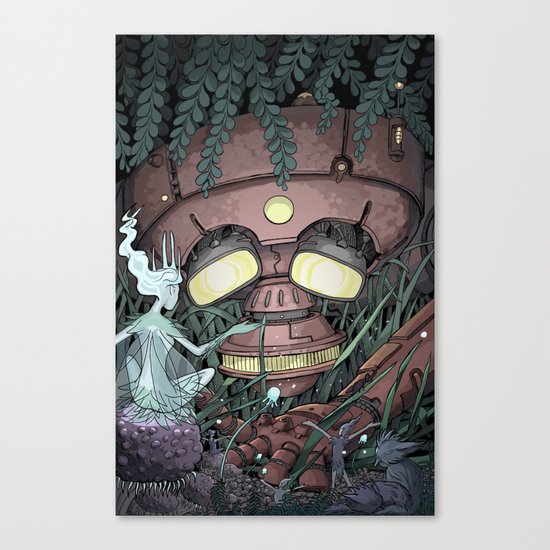 The Robot and the Fairies Canvas Print