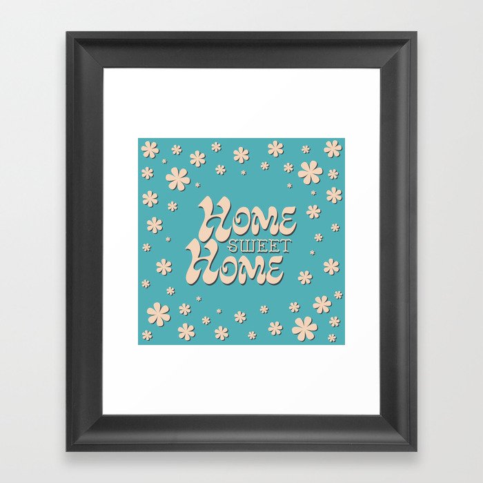 Home Sweet Home, Blue with a Shadow Framed Art Print