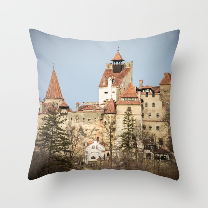 Dracula's Castle in Transylvania Throw Pillow