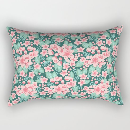Cherry Blossom spring summer boho floral flower gardening nature botanical nature flowers florals Rectangular Pillow