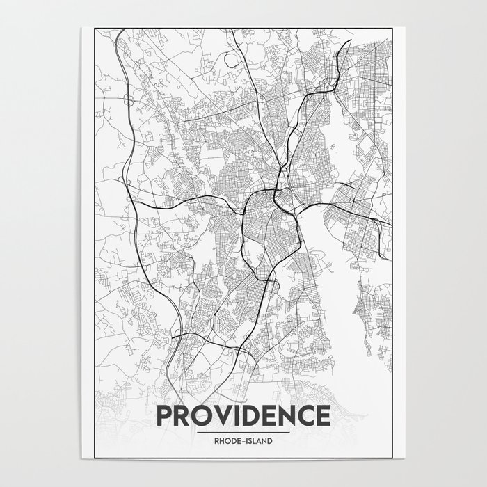 Map Of Providence Ri Minimal City Maps - Map Of Providence, Rhode Island, United States Poster  By Valsymot | Society6