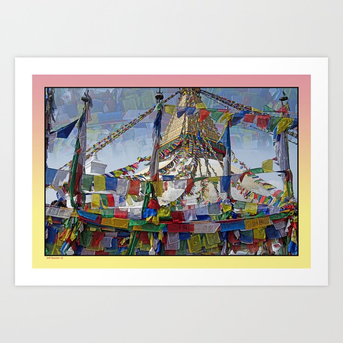 NEPALI PRAYERS CARRIED BY THE WIND FROM FLAGS Art Print